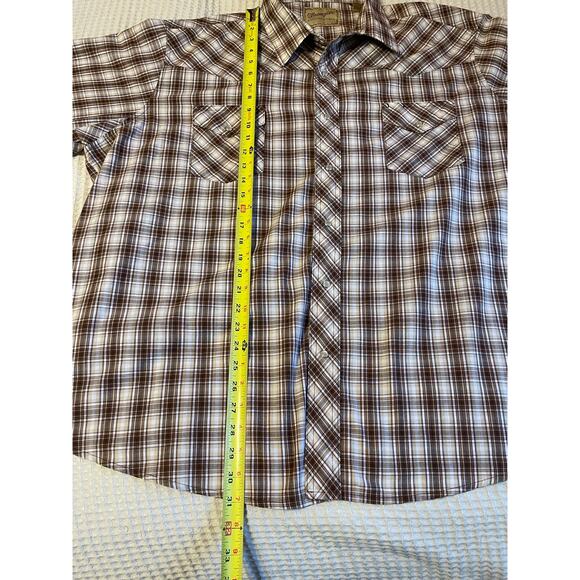 Wrangler Western Shirts Men's Brown & Cream Plaid Short Sleeve Button Up 3XL - Picture 6 of 11